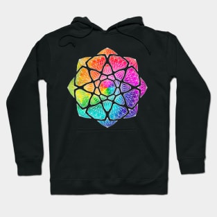 Rainbow Vector Crystal Mandala - White Outline Hoodie